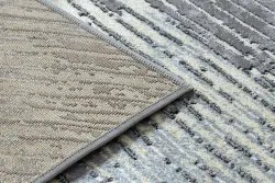Modern DE LUXE Teppich 2087 Fischgrätenmuster vintage - Strukturell gold / grau