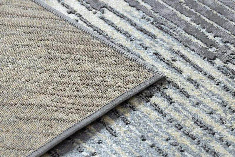 Modern DE LUXE Teppich 2087 Fischgrätenmuster vintage - Strukturell gold / grau