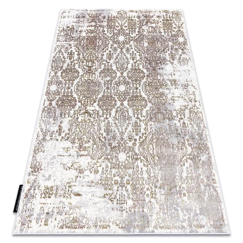 Modern DE LUXE Teppich 2081 Ornament vintage - Strukturell gold / creme