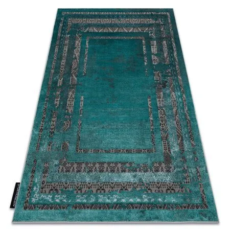Modern DE LUXE Teppich 1516 Rahmen vintage - Strukturell grün / Anthrazit