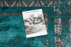 Modern DE LUXE Teppich 1516 Rahmen vintage - Strukturell grün / Anthrazit