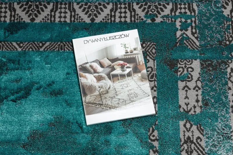 Modern DE LUXE Teppich 1516 Rahmen vintage - Strukturell grün / Anthrazit