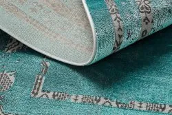 Modern DE LUXE Teppich 1516 Rahmen vintage - Strukturell grün / Anthrazit