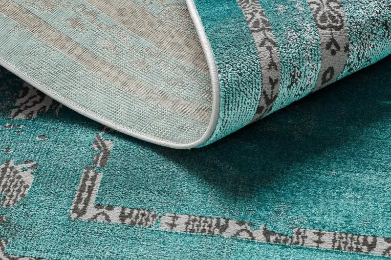 Modern DE LUXE Teppich 1516 Rahmen vintage - Strukturell grün / Anthrazit