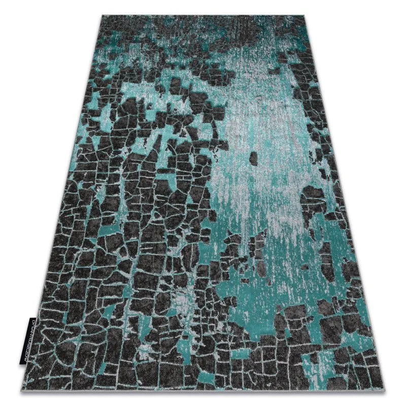 Modern DE LUXE Teppich 2079 vintage - Strukturell grün / Anthrazit