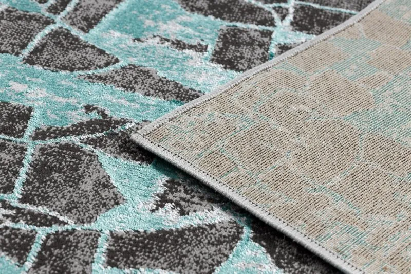 Modern DE LUXE Teppich 2079 vintage - Strukturell grün / Anthrazit