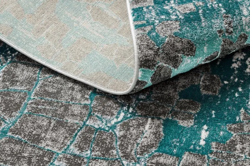 Modern DE LUXE Teppich 2079 vintage - Strukturell grün / Anthrazit
