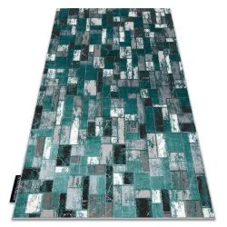 Modern DE LUXE Teppich Geometrisch - Strukturell grün / Anthrazit