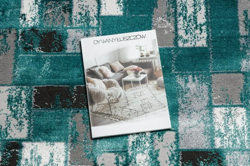 Modern DE LUXE Teppich 6768 Geometrisch - Strukturell grün / Anthrazit