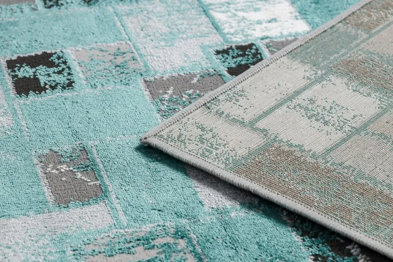 Modern DE LUXE Teppich 6768 Geometrisch - Strukturell grün / Anthrazit