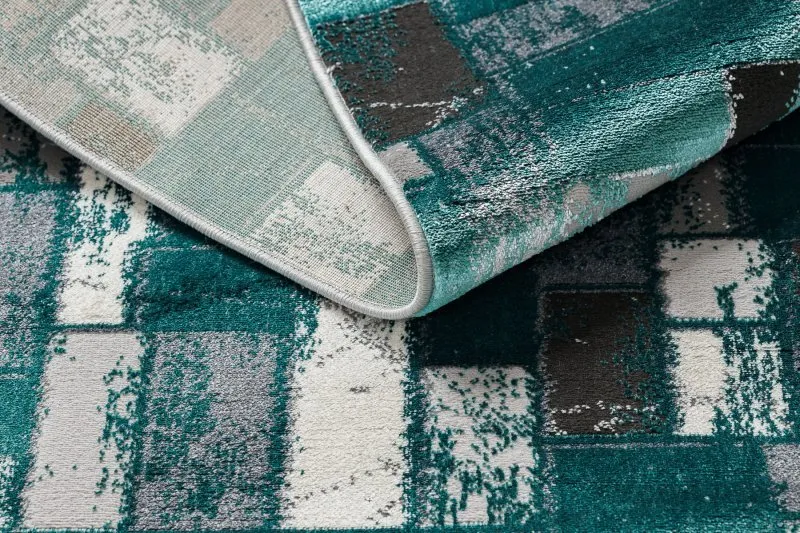 Modern DE LUXE Teppich 6768 Geometrisch - Strukturell grün / Anthrazit