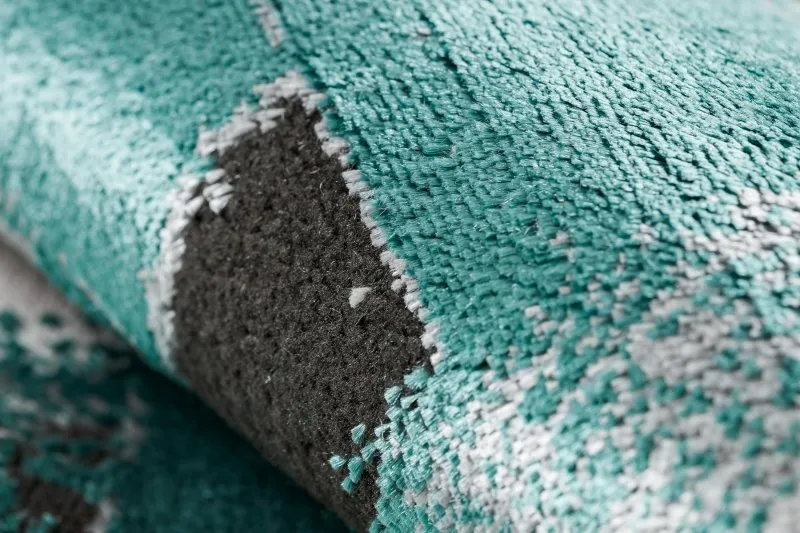 Modern DE LUXE Teppich 6768 Geometrisch - Strukturell grün / Anthrazit