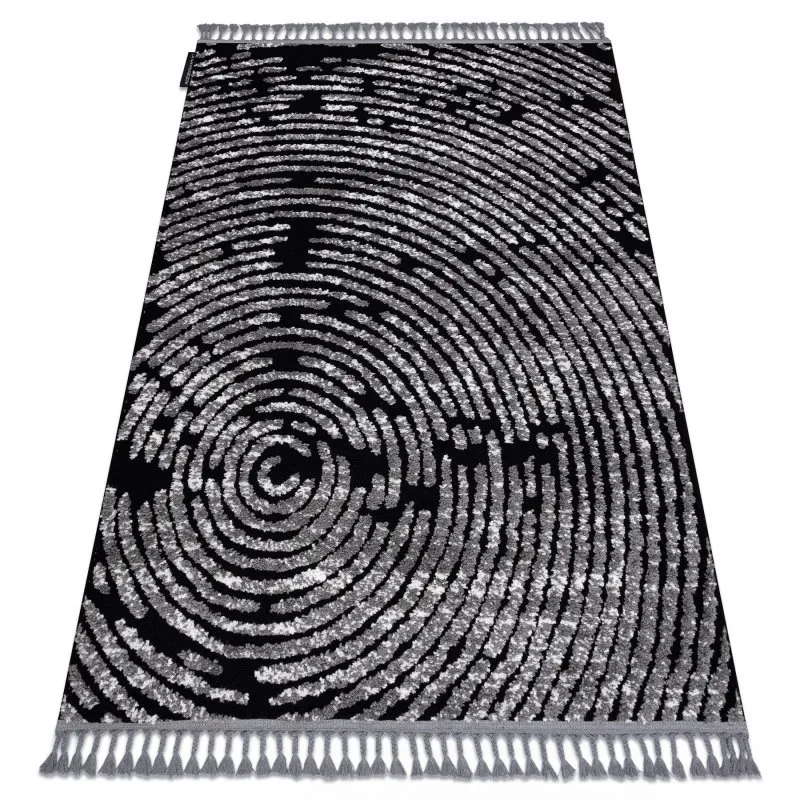 Teppich MAROC G8499 schwarz / weiß Franse berber marokkanisch shaggy