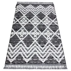 Teppich MAROC Diamanten, Zickzack grau / weiß Franse berber marokkanisch shaggy