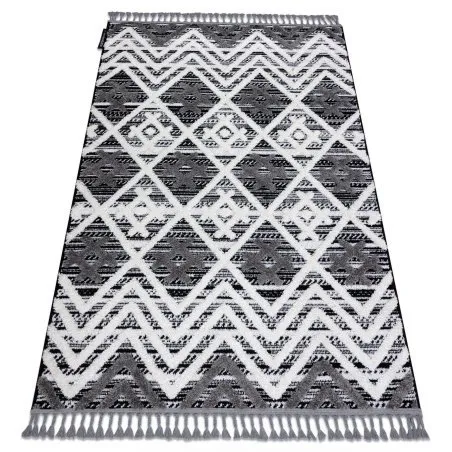 Teppich MAROC P642 Diamanten, Zickzack grau / weiß Franse berber marokkanisch shaggy
