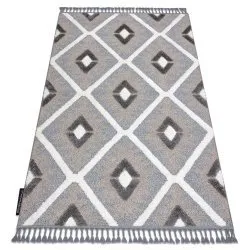 Teppich MAROC Diamanten grau / weiß Franse berber marokkanisch shaggy