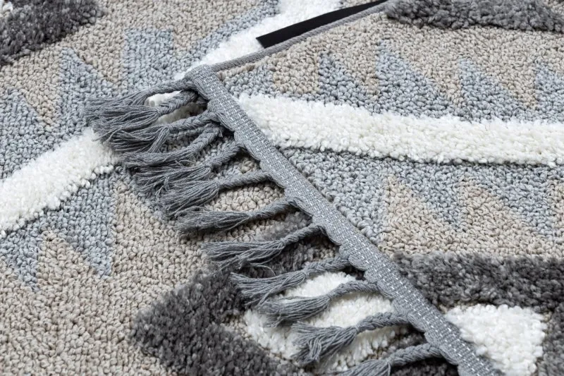 Teppich MAROC P651 Diamanten grau / weiß Franse berber marokkanisch shaggy