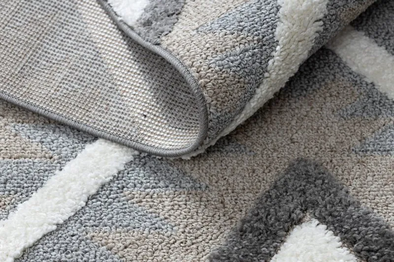Teppich MAROC P651 Diamanten grau / weiß Franse berber marokkanisch shaggy