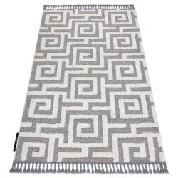 Teppich MAROC Labyrinth, griechisch grau / weiß Franse berber marokkanisch shaggy