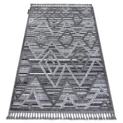 Teppich MAROC Diamanten, Zickzack, ethnisch schwarz / grau Franse berber marokkanisch shaggy
