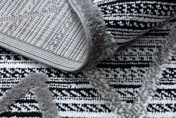 Teppich MAROC P657 Diamanten, Zickzack, ethnisch schwarz / grau Franse berber marokkanisch shaggy