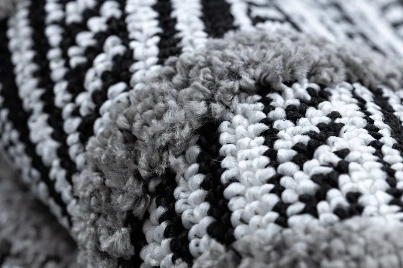 Teppich MAROC P657 Diamanten, Zickzack, ethnisch schwarz / grau Franse berber marokkanisch shaggy