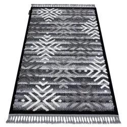 Teppich MAROC Schneeflocken schwarz / grau Franse berber marokkanisch shaggy