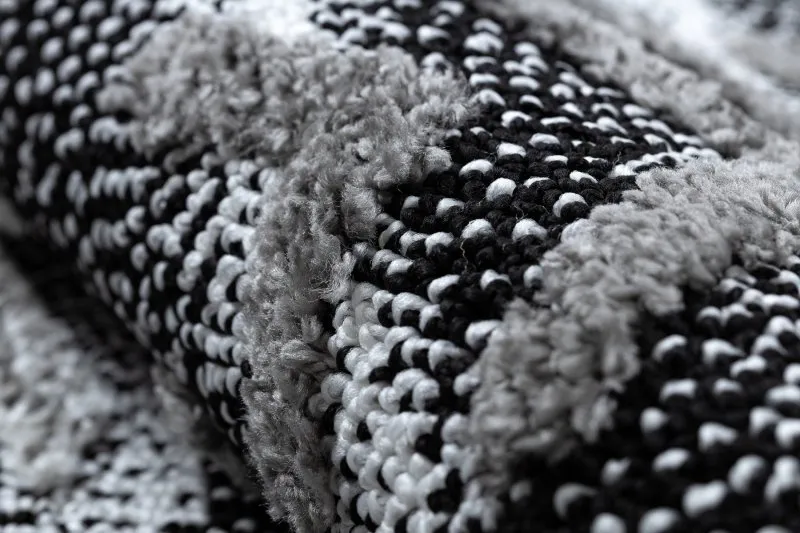 Teppich MAROC P658 Schneeflocken schwarz / grau Franse berber marokkanisch shaggy