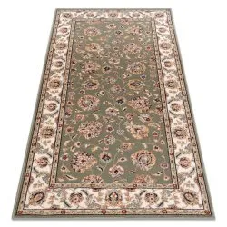Teppich Wolle NAIN Ornament, Rahmen grün / beige