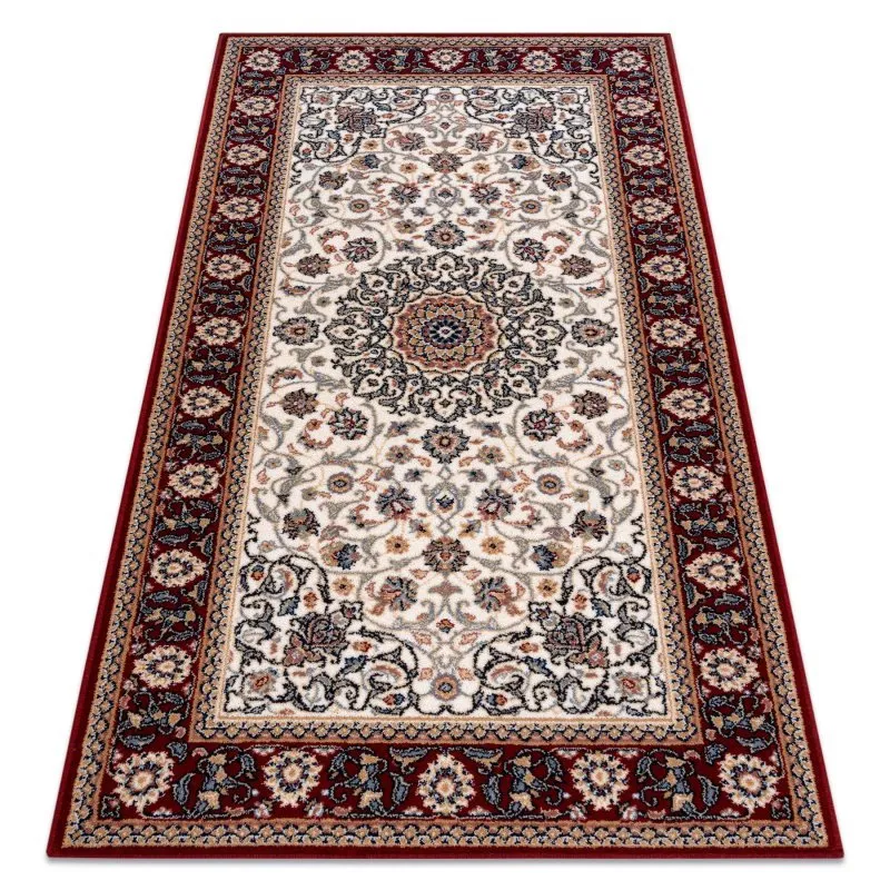 Teppich Wolle NAIN Ornament, Rahmen 6635/51036 beige / rotwein