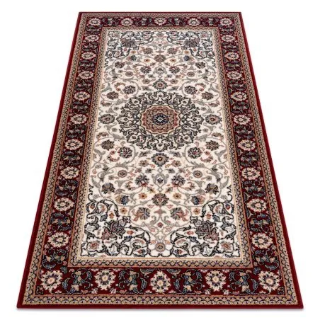 Teppich Wolle NAIN Ornament, Rahmen 6635/51036 beige / rotwein