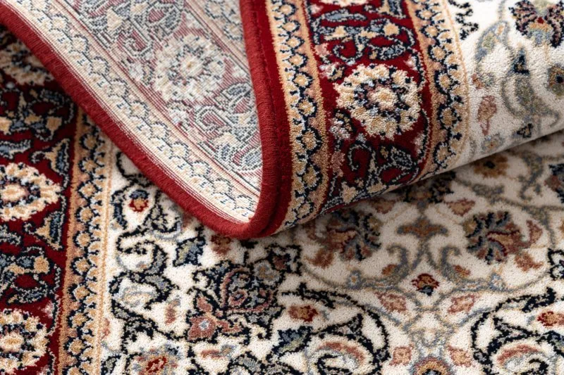Teppich Wolle NAIN Ornament, Rahmen 6635/51036 beige / rotwein