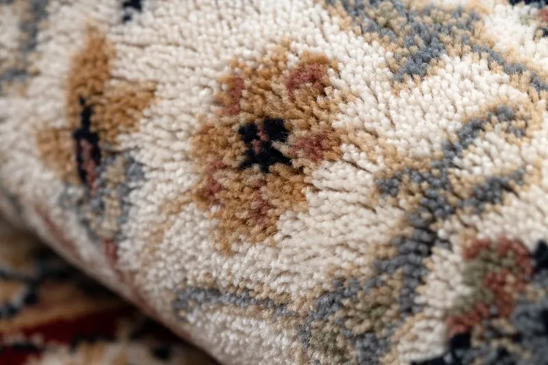 Teppich Wolle NAIN Ornament, Rahmen 6635/51036 beige / rotwein