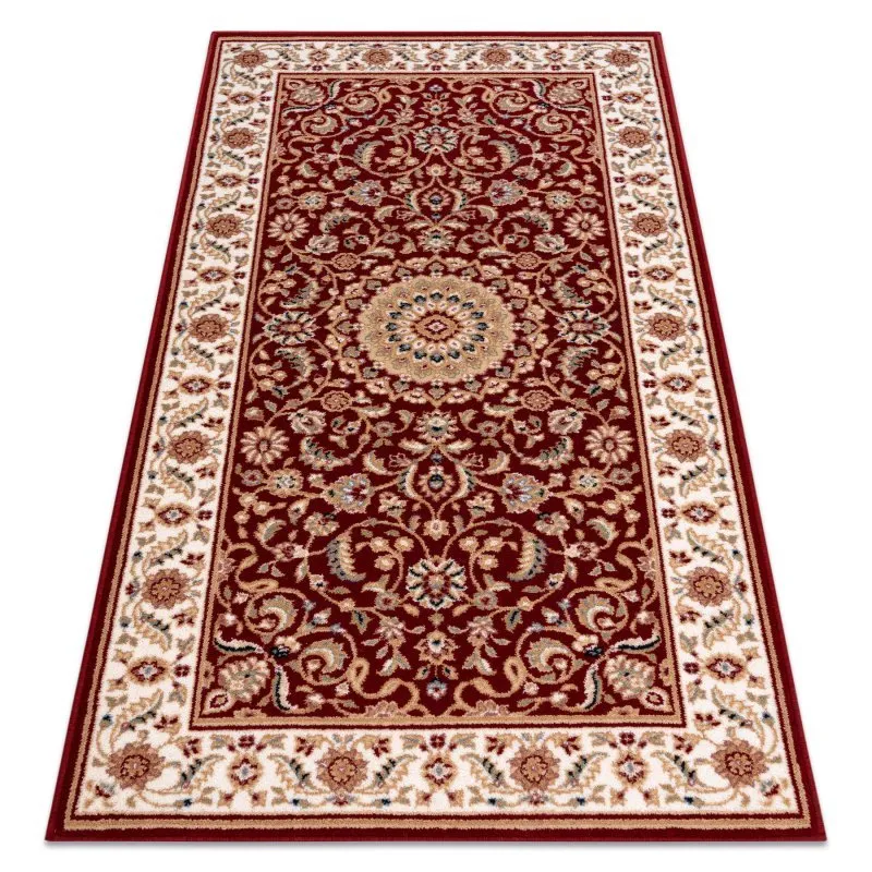 Teppich Wolle NAIN Rosette, Rahmen 7176/51066 rotwein