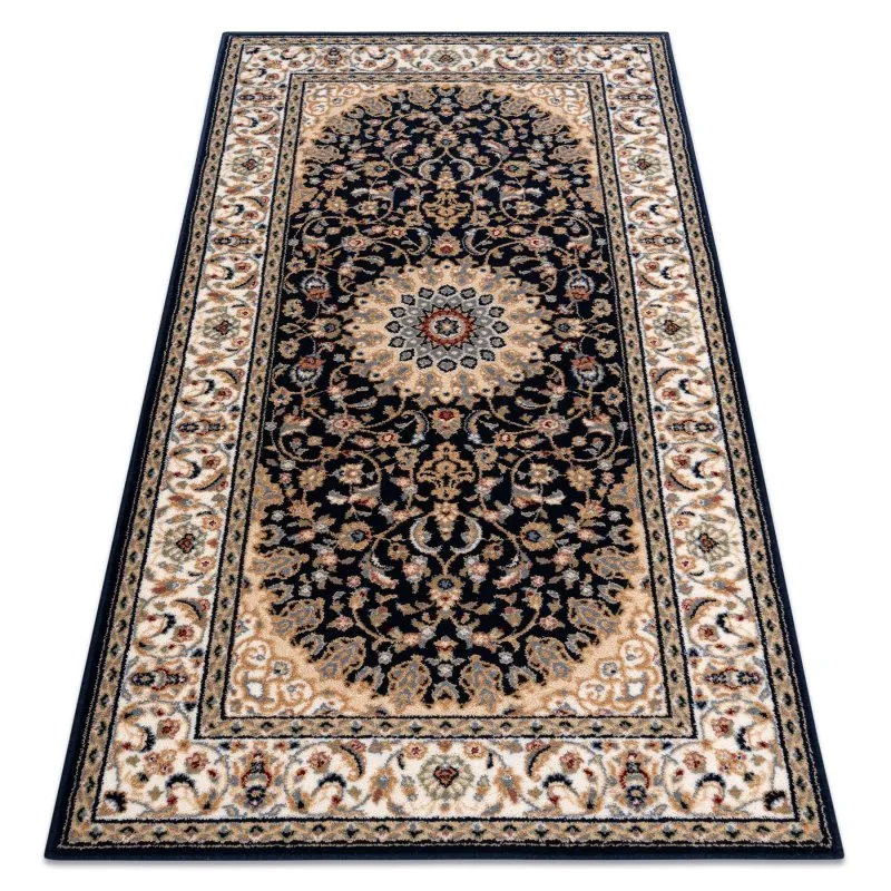 Teppich Wolle NAIN Rosette, Rahmen 7177/51011 beige / schwarz