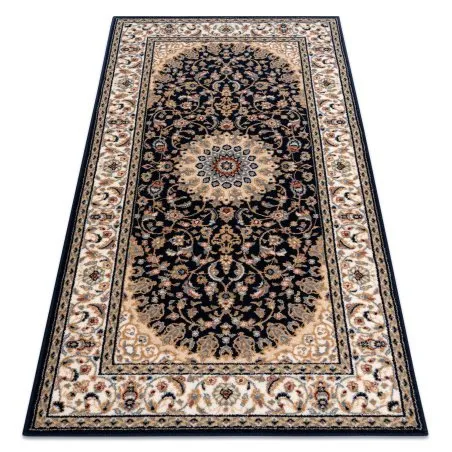 Teppich Wolle NAIN Rosette, Rahmen 7177/51011 beige / schwarz