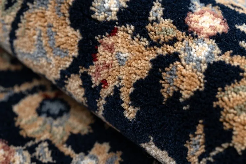 Teppich Wolle NAIN Rosette, Rahmen 7177/51011 beige / schwarz