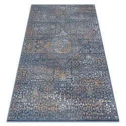 Teppich Wolle NAIN Ornament dunkelblau / orange