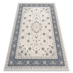 Teppich Wolle NAIN Rahmen Ornament 7179/51943 beige / dunkelblau