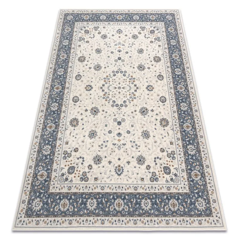 Teppich Wolle NAIN Rahmen Ornament 7179/51943 beige / dunkelblau