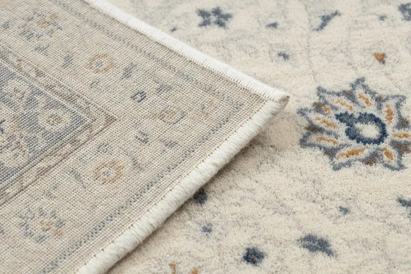 Teppich Wolle NAIN Rahmen Ornament 7179/51943 beige / dunkelblau