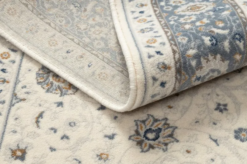 Teppich Wolle NAIN Rahmen Ornament 7179/51943 beige / dunkelblau