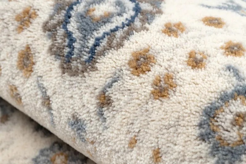 Teppich Wolle NAIN Rahmen Ornament 7179/51943 beige / dunkelblau