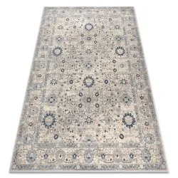 Teppich Wolle NAIN Rahmen Ornament 7586/51935 beige / dunkelblau