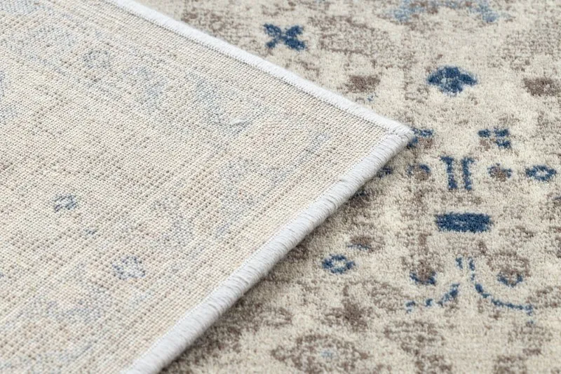 Teppich Wolle NAIN Rahmen Ornament 7586/51935 beige / dunkelblau