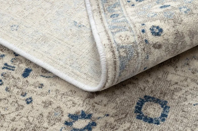 Teppich Wolle NAIN Rahmen Ornament 7586/51935 beige / dunkelblau