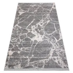 Modern Teppich REBEC Franse 51186B Marmor - zwei Ebenen aus Vlies creme / grau