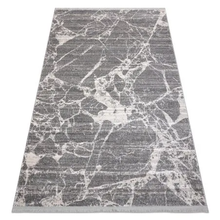 Modern Teppich REBEC Franse 51186B Marmor - zwei Ebenen aus Vlies creme / grau