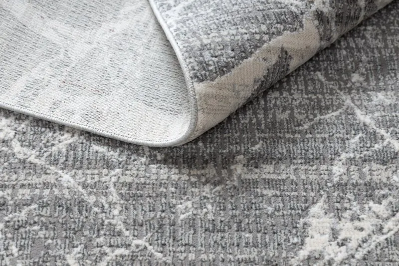 Modern Teppich REBEC Franse 51186B Marmor - zwei Ebenen aus Vlies creme / grau