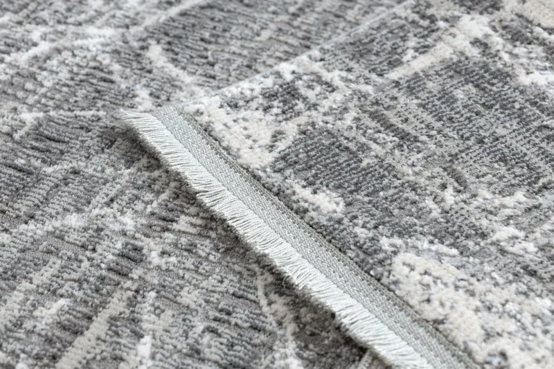 Modern Teppich REBEC Franse 51186B Marmor - zwei Ebenen aus Vlies creme / grau